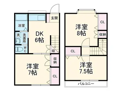 テラスハウス雅(3DK)の間取り写真
