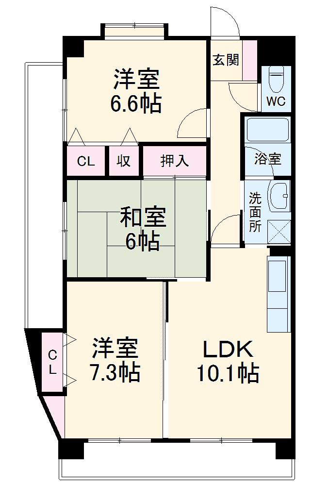 プリーマ千代鶴(3LDK/3階)の間取り写真