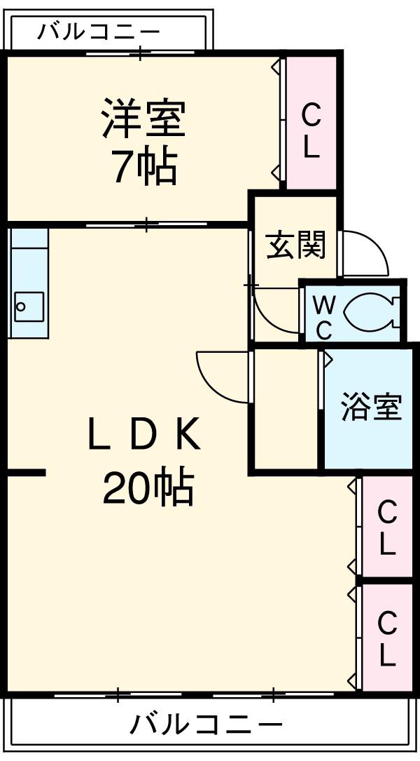 レヂデンス尾崎(1LDK/1階)の間取り写真