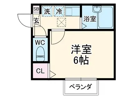 セイワハイツ(1K/1階)の間取り写真