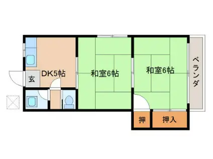 塚田ハイツ(2DK/1階)の間取り写真