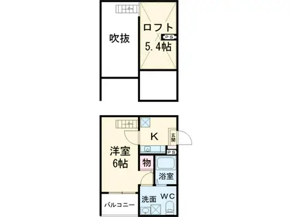 グランディール(1K/2階)の間取り写真