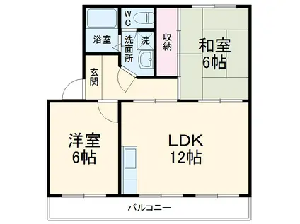 ベルハイム2(2LDK/2階)の間取り写真