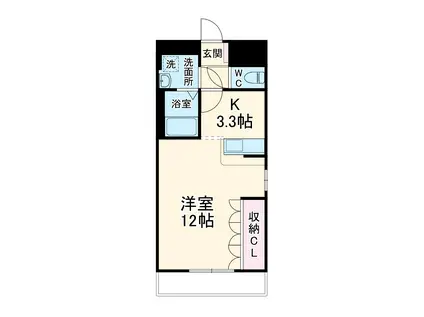 グランドールV(1K/3階)の間取り写真