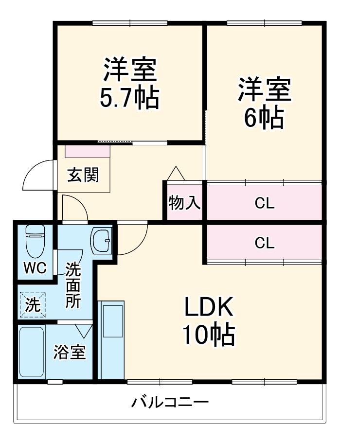 永田マンション(2LDK/2階)の間取り写真