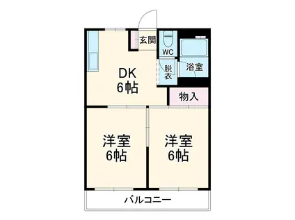 GREEN PARK MIKUMO(2DK/2階)の間取り写真