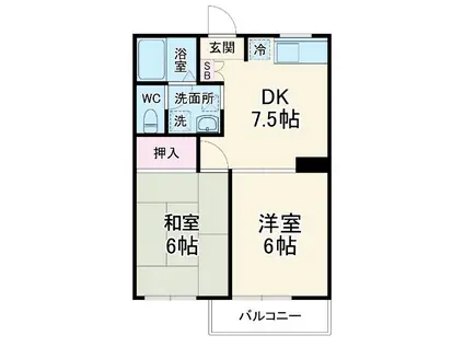 メゾン・リヴィエール(2DK/1階)の間取り写真