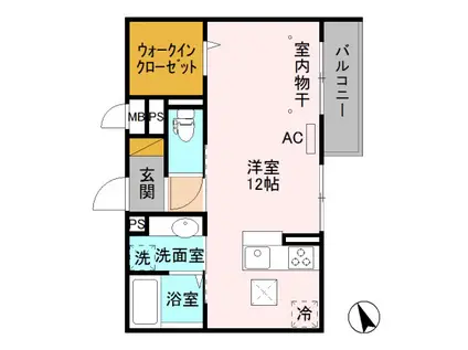 プレミアム(ワンルーム/2階)の間取り写真