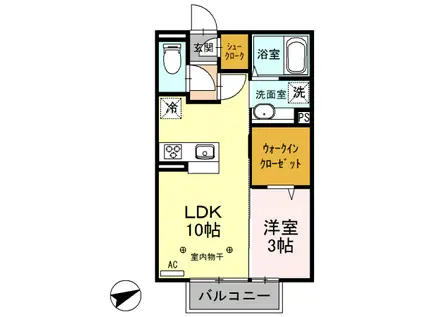 マロニエジャルダン A(1LDK/2階)の間取り写真