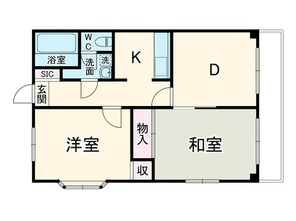 クイーンズハイツ金明(2DK/1階)の間取り写真