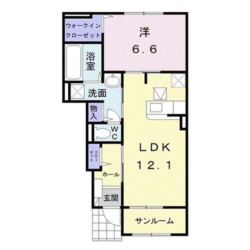 フローリサン Ⅰ(1LDK/1階)の間取り写真