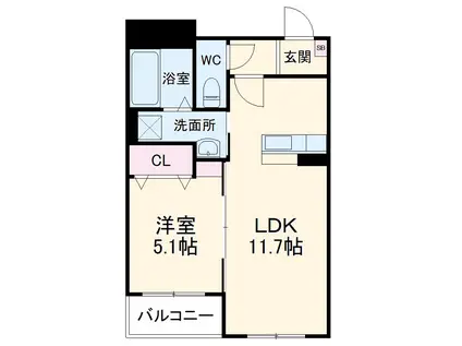 ハートフルマンション上野(1LDK/2階)の間取り写真