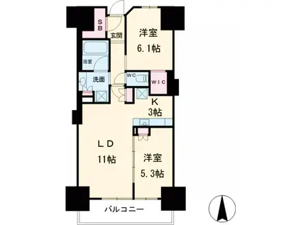 トラープランド翠命館(2LDK/9階)の間取り写真