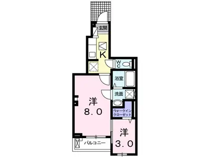 ボヌール梅田 Ⅱ(2K/1階)の間取り写真