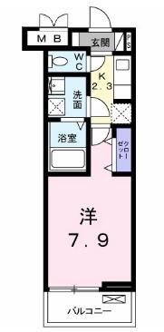 アヴァンセ Ⅱ(1K/2階)の間取り写真