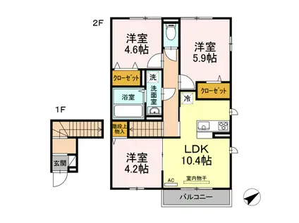ファミール高野台(3LDK/2階)の間取り写真