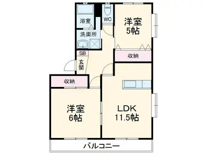 サンレイク(2LDK/1階)の間取り写真