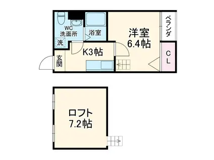 第Ⅲけやき(1K/2階)の間取り写真