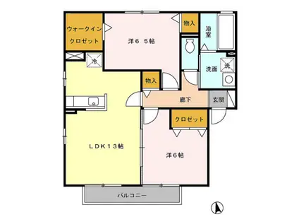 レジデンス神ノ倉B(2LDK/2階)の間取り写真