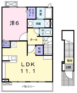 リアンレーブⅠ(1LDK/2階)の間取り写真