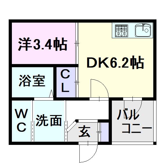 ハーモニーテラス森末町3(1DK/1階)の間取り写真