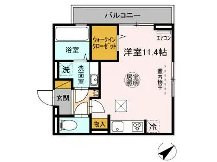 イフィセント港南台(ワンルーム/2階)の間取り写真