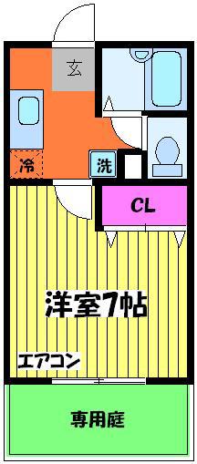 フォレント泉大津(1K/1階)の間取り写真