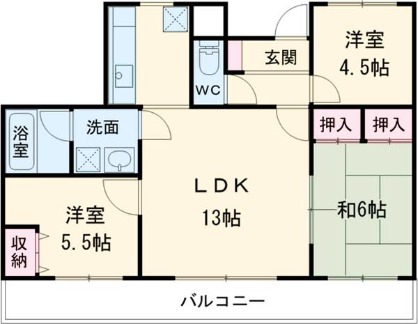 リバーグランドハイツ(3LDK/3階)の間取り写真