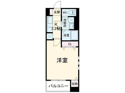 アプリコットA(1K/4階)の間取り写真