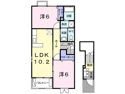 メゾンドリカムⅠ(2LDK/2階)の間取り写真