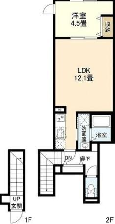 ウェルスクエア目黒祐天寺(1LDK/2階)の間取り写真