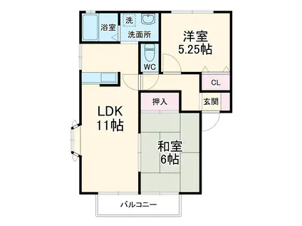 ウィンディア参番館(2LDK/1階)の間取り写真
