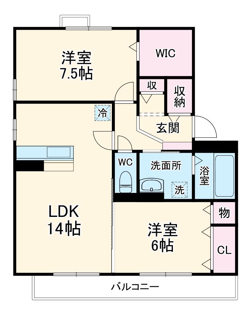 アエル湘南(2LDK/1階)の間取り写真