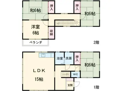 名鉄小牧線 春日井駅(名鉄) 徒歩30分 2階建 築35年(4LDK)の間取り写真