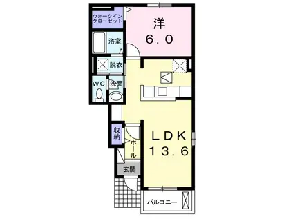 アヴニールⅢ(1LDK/1階)の間取り写真
