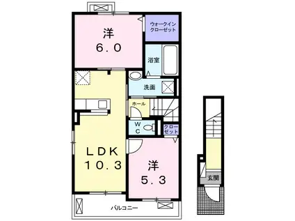 ドミール大島Ⅲ(2LDK/2階)の間取り写真