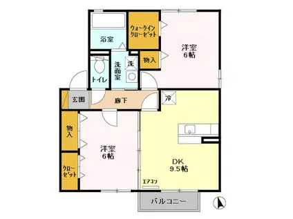 マローネB(2DK/2階)の間取り写真