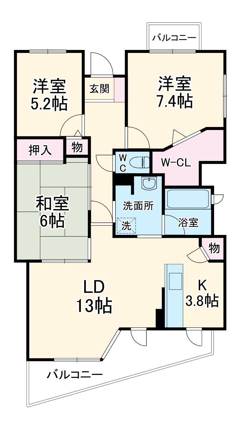 ライオンズステーションプラザ勝川弐番館(3LDK/3階)の間取り写真