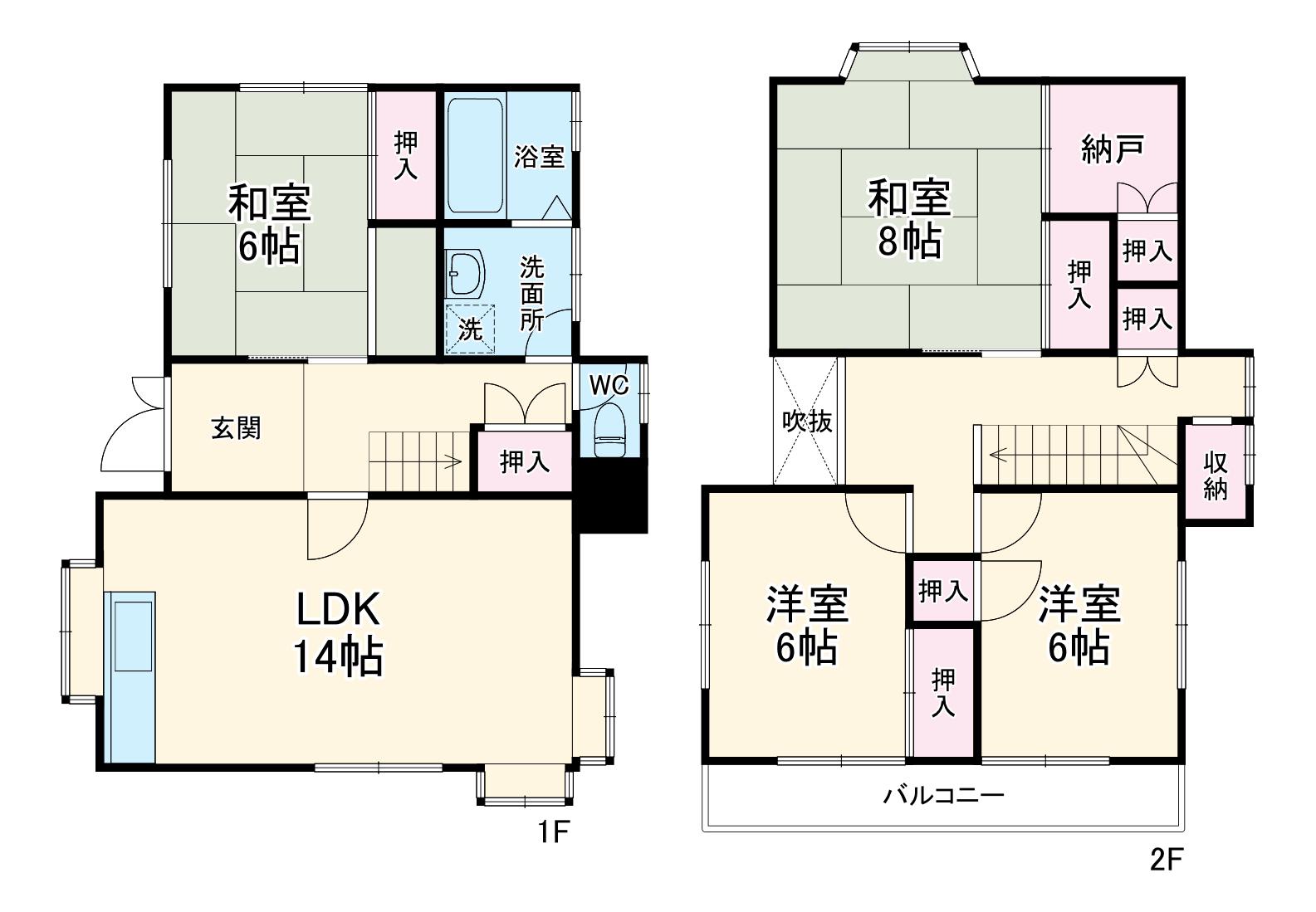 山陰本線 亀岡駅 バス乗車時間：30分 銭原クラブ前バス停で下車 徒歩15分 2階建 築36年(4LDK)の間取り写真