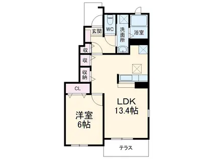 オンブラージュ(1LDK/1階)の間取り写真
