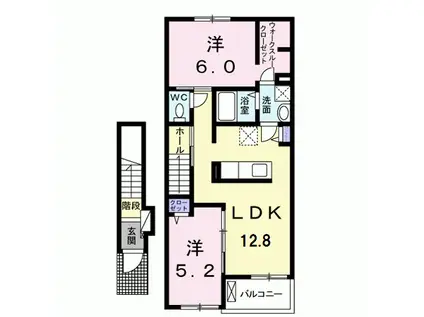 プリムヴェール(2LDK/2階)の間取り写真