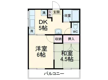 錦ハイツB(2DK/2階)の間取り写真