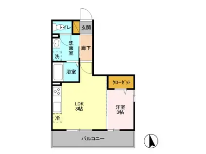 フロンティア F(1LDK/2階)の間取り写真