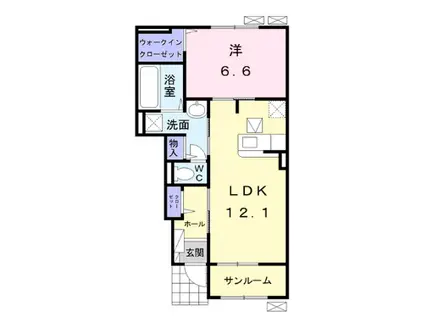 セン フロレス(1LDK/1階)の間取り写真