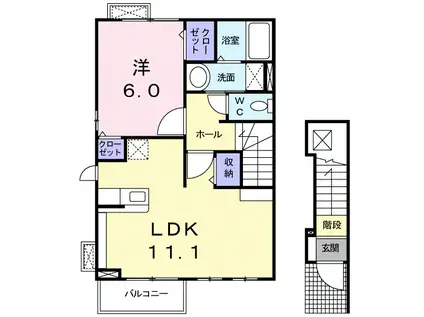 ジュネスT・D Ⅰ(1LDK/2階)の間取り写真