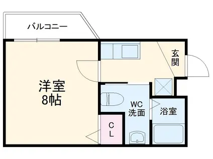 カノン西院(1K/4階)の間取り写真