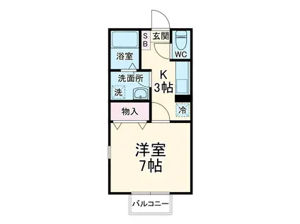 プリシェール松風(1K/2階)の間取り写真