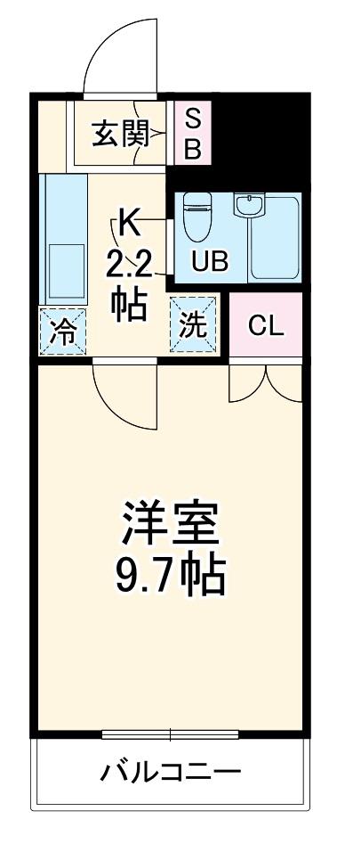 アカデミーグローリア初穂町田合同ビル(1K/9階)の間取り写真