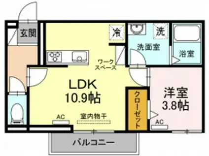歩夢III(1LDK/2階)の間取り写真
