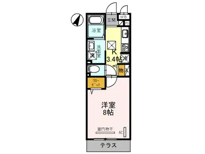 コリーヌヴェール盆栽(1K/1階)の間取り写真